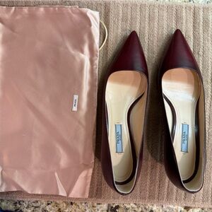 Prada GUC Rare Vintage Burgundy Leather Heels, with original box and dust bag